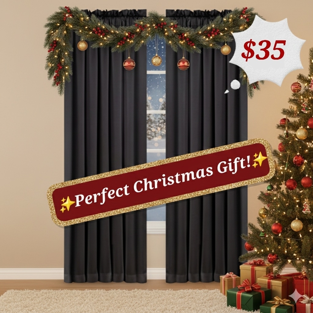 Style Selections 84-in Black Room Darkening Thermal Lined Rod Pocket Panel-1ct